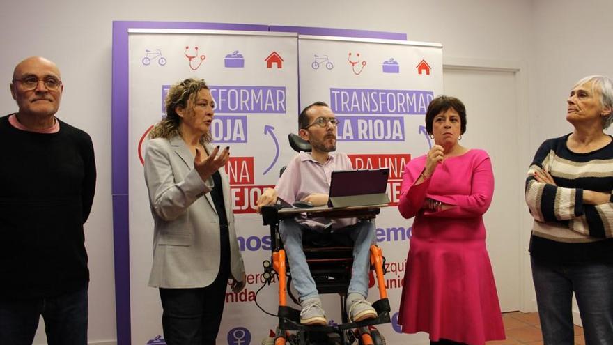 Pablo Echenique, con los candidatos de Podemos-IU en La Rioja